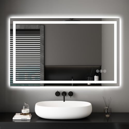 Dripex LED Badspiegel 60 x 100 cm, 3 Lichtfarben, Antibeschlag fürs Bad – Ansicht 1