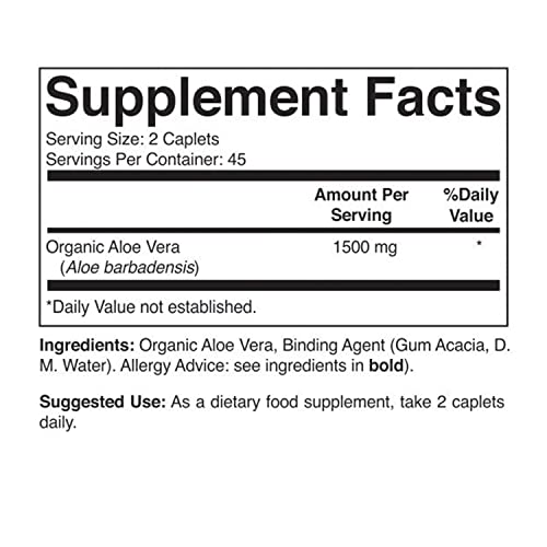 Brieofood Organic Aloe Vera 1500mg, 45 Servings, Vegetarian, Gluten Free, 90 Vegetarian Tablets - Image 4