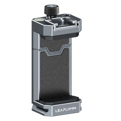 Leaplumin Aluminum Phone Mount for Tripod, Adjustable Phone Tripod Mount with Cold Shoe & Arca Swiss...