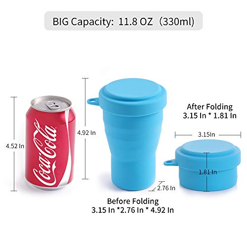 Ecoart Silicone Collapsible Travel Cup For Outdoor Camping And Hiking Big Capacity With Lid (1 Pack) (Blue) #TOP1