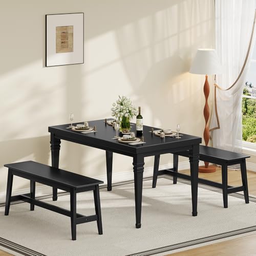 Image of HOOBRO 39.3'' Bamboo Dining Bench, Farmhouse Kitchen Table Bench, Kitchen & Living Room Furniture, Easy to Assemble, Sturdy and Stable, Black BK03CD01G2