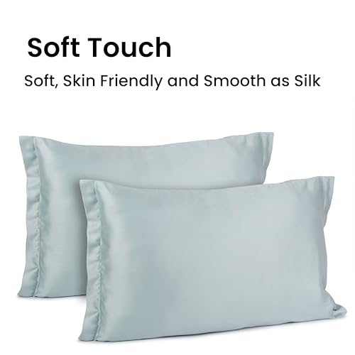 Image of Mush Bamboo Pillow Cover Set of 2 | 400 TC | 100% Bamboo Pillow Cover for Hair & Skin | Breathable, Silky Soft & Envelope Pillowcases for Hot Sleepers & Night Sweats | 17 inchx27 inch (Aqua Blue, King)