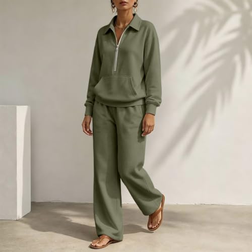 Sweatsuits For Women Half Zip Elastic Cuff Soft Athleisure Outfit Fall Days - image 7