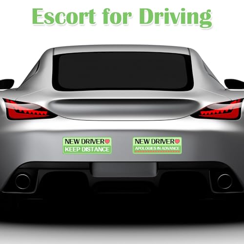 Image of 6Pcs Mint Green Irregular Car Decals, Beginner Magnet Supplies for Car Student Driver Sign, Lovely New Driver Sticker Supplies Suitable for Keeping a Safe Distance on The Road
