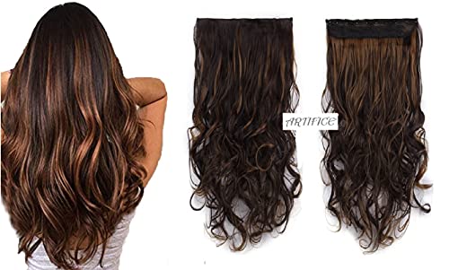 Image of Artifice Super Volume 150g 26 Inch 5 Clips Curly /Wavy Hair Extension Golden Highlighted