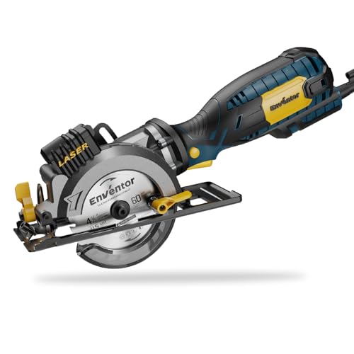 Enventor Mini Sierra Circular, 705W, Guía Láser, 6 Hojas de Ø115mm