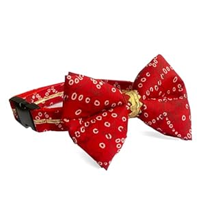 That Dog In Tuxedo Bhandhani Garba Dog Bow Tie for Festive/Wedding/Diwali/Dushhera/Navratri Festivals/Adjustable Dog Bow for Pets (Red, XL)