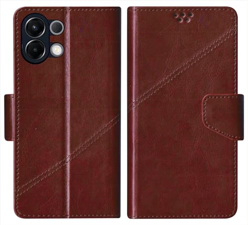 Image of SBMS Flip Cover for Oppo K13 5G Back Cover Case with Magnatic Closure | Inbuilt Stand | Card & Money Pocket (CoffeBrown)
