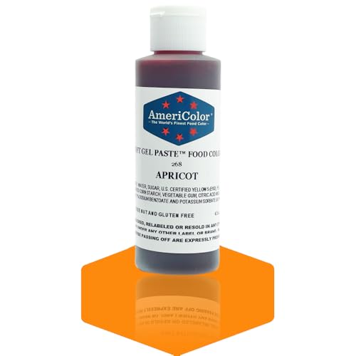 AmeriColor, Apricot, 4.5 Ounce Bottle, Soft Gel Paste Food Color