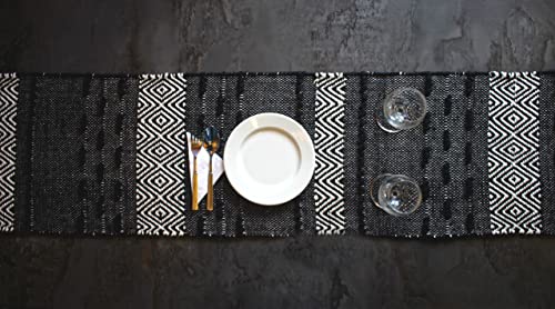Image of Premium Boho Cotton Table Runner for 4 6 Seater Dining Table |Center Table |Coffee Table|Dining Table|Eating Area|Table Decor(14*72 INCHES)|Black B| SZPR 044