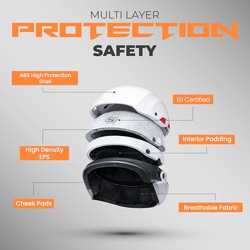 Image of Cortex Tusker Half Face Helmet Matt Finish with Scratch Resistant Curved Polycarbonate Visor, Hard ABS Shell Helmet for Men and Women | Clear Visor, Lightweight
