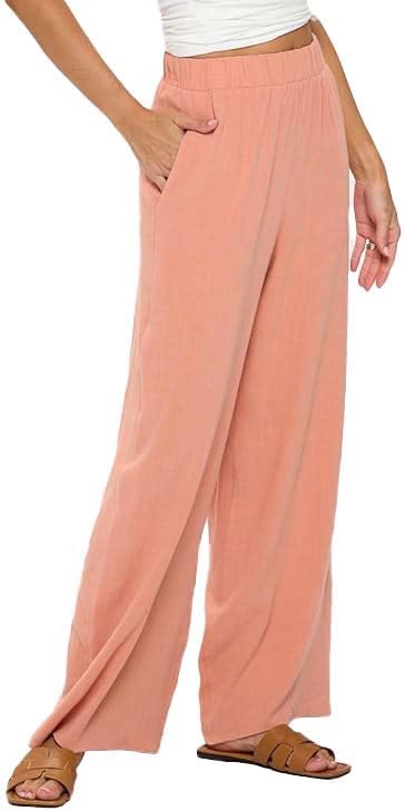 Women Wide Leg Linen Palazzo Pants Regular Waist Boho Flowy Pants with Pocket Travel Trousers - Made in USA - Image 2