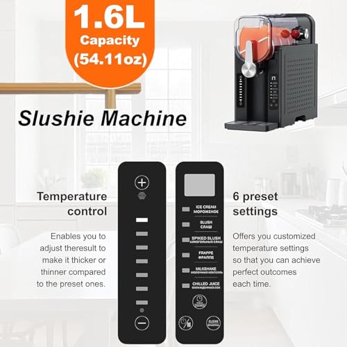 Slush Maschine, 1.6L Slushie Maschine für Zuhause,kein Eis erforderlich,mit Selbstreinigung, 6voreingestellte Programme, gefrorene Slushie, Margaritas, Frappés, Milchshake – Bild 5