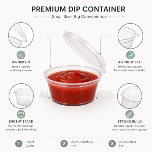 Image of Alpha Basics 25ml (Pack of 100) Plastic mini container with Attached Lid Multipurpose Packaging cups with transparent body