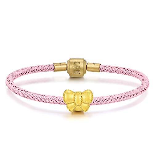 CHOW SANG SANG 999 24K Solid Gold Ribbon Mini Charm Bracelet for Women 92449C