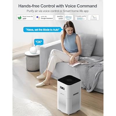 Dayette Smart WIFI Air Purifiers for Home Large Room Up to 3000 Sq Ft, APP & Alexa Control Air Cleaner, H14 Ture HEPA Filter for Allergies Pet Dander Smoke Dust, 22dB Sleep Mode for Bedroom
