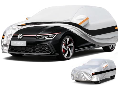 Image of 10 Layers Hatchback Car Cover Waterproof All Weather for Automobiles,100% Waterproof Outdoor Car Covers Rain Snow UV Protection. Custom Fit for VW Golf,Subaru Impreza,Honda Fit,Audi A3 /S3,etc