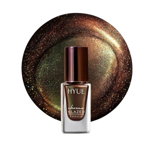 Image of HYUE Chrome Glazed Nail Paint - 9 shades | Solar Flare | 8 ml | Dual-toned | Long-lasting Shine | Color-Shifting Pigments | One Stroke Coverage | Gel Finish | Salon-like Nails | No UV Damage
