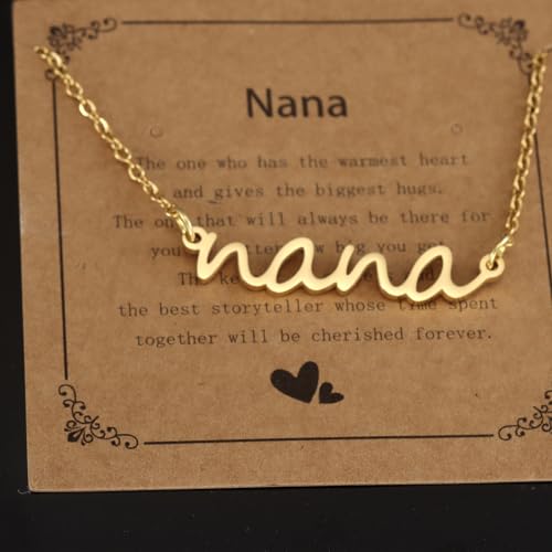 HUTIMY Nana Necklace for Women Gold from Grandkids Grandson Grandma Birthday Unique Gift Nana Jewelry2