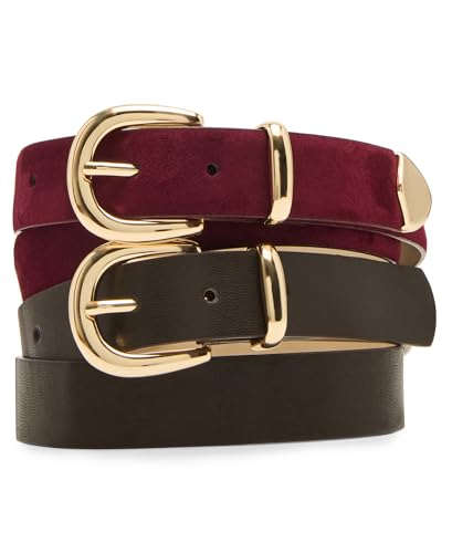 Steve Madden womens 2 Pack Women Belts for Jeans Dresses Pants Ladies Waist Belt