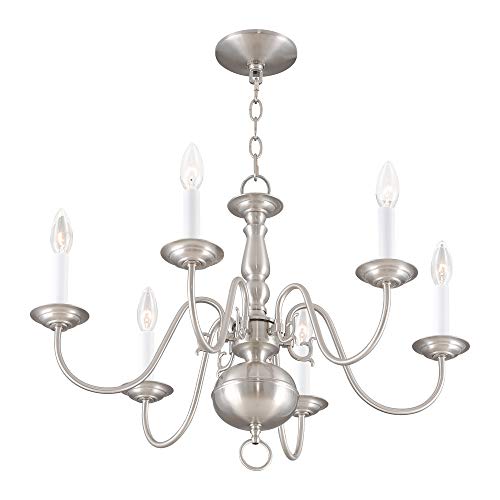 Image of Livex Lighting 5006-91 Williamsburgh 6-Light Chandelier, Brushed Nickel