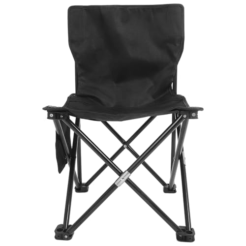 Happyyami Silla de Pesca Plegable Silla de Camping Acolchada Silla de Exterior Plegable Taburete de Pesca al Aire Libre pequeña Silla de Camping sillas de Pesca para Adultos Lienzo Black
