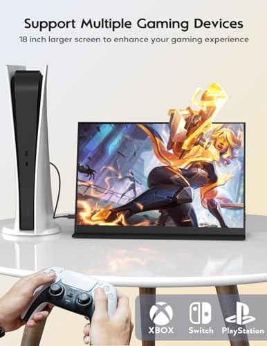 Image of 18 inch Portable Gaming Monitor, 2.5k 2560x1600, 16:10 Wide Screen, 100% sRGB, FreeSync, HDR, Laptop Screen Extender for Mac, Switch, Xbox, PS4 /5