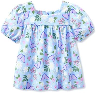 Cute Butterfly & Floral Puff Sleeve Summer Blouse Top for Baby/Toddler Girls Size 3