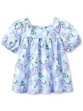 Cute Butterfly & Floral Puff Sleeve Summer Blouse Top for Baby/Toddler Girls Size 3