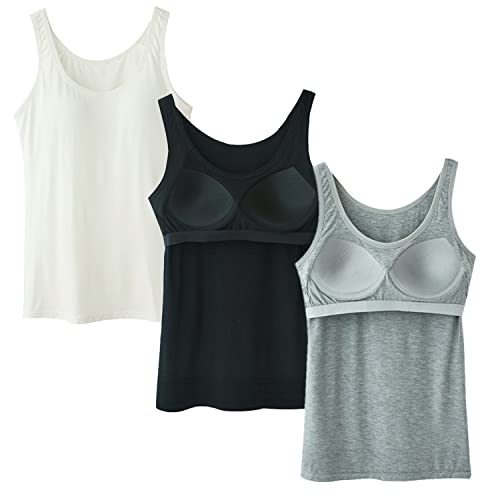 Image of Ibeauti Womens Camisoles Tops with Built in Padded Bra Basic Breathable Tank Top