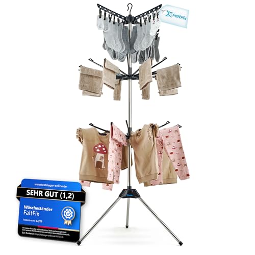 FaltFix Wäscheständer Turm platzsparend für Kleinwäsche Wäscheständer...
