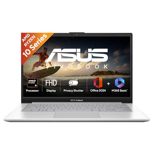 ASUS Vivobook Go 14 (2026),AMD Ryzen 5 40,AMD Radeon iGPU,8GB RAM,512GB SSD,FHD, 14"(35.5 cm),Windows 11 Home,M365 Basic(1 Year)* Office 2024,Cool Silver, 1.38 Kg, E1404FA-EB1225WS,Thin & Light Laptop