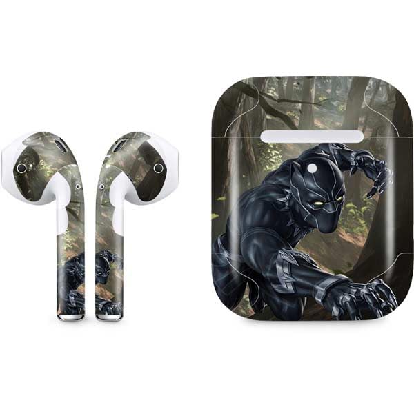 Skinit Decal Audio Skin Compatible with Apple AirPods 2 - Officially Licensed Marvel Black Panther in The Jungle Design