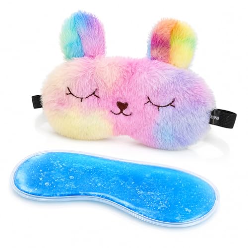 Image of Jenna Eye Mask for Sleeping with Adjustable Strap Super Soft Sleeping Mask Blind Fold for Comfortable Sleep Travelling Sleep Mask Pad for Girls Sleeping (Bunny-Multi-Gel)