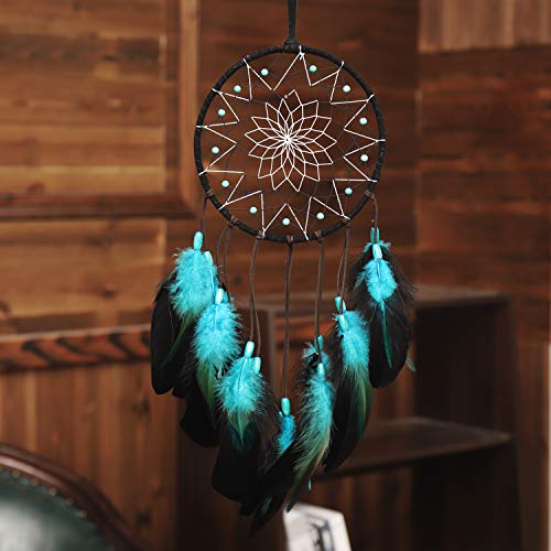 image for TEESHLY Dream Catcher with Bicolor Mesh, Handmade Dark Tone Dreamcatch