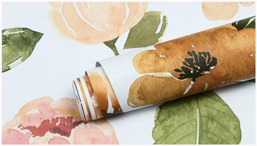 Haokhome 93246-2-3M-NEW 93246-2 Peel And Stick Wallpaper Floral White/Yellow/Green Textured Removable Contact Paper thumb #8