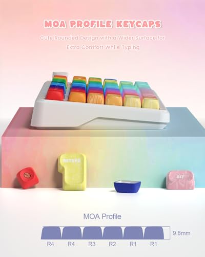 Image of MOA Profile PBT Keycaps, 131 Keys Dye-Sublimation Custom Keyboard Keycaps Cute Rainbow Key caps for Cherry Gateron MX Swithes Mechanical Keyboards