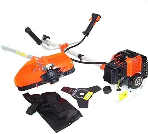 Desbrozadora de gasolina, desbrozadora 3 CV, cortacésped, cortacésped, 52 cm³, cabezal de hilo doble + 3 dientes, 55876