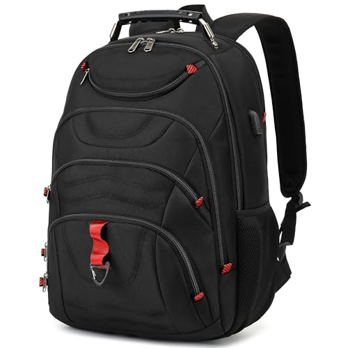 Boavan Laptop Backpack for men, 17.3 inch Laptop Bag with USB Port, Waterproof Travel Work Backpack Purse, Anti-Theft Teacher Nurse Doctor Casual Bookbags Office Business backpack ，Black