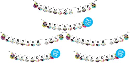 Image of Big Dot of Happiness Through the Decades - Party Bunting Banner, Theme 50s, 60s, 70s, 80s, 90s Nostalgia, Wall Sign for Parties, Through the Years Decorations (Pack of 3)