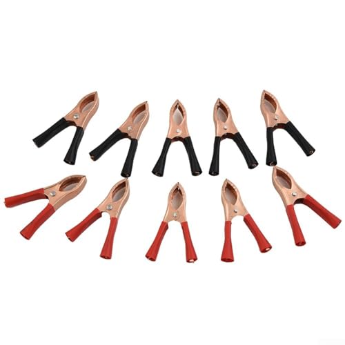 Jotekonoby Clips resistentes de 30 A, abrazaderas de batería para automóviles con conectores de alambre chapados en cobre y abrazaderas de cable con resorte, clips de cocodrilo de 70 mm en rojo y