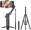 AOCHUAN Phone Gimbal Stabilizer 3-Axis Smartphone Foldable Handheld Gimbal For Iphone With Focus Wheel Tiktok Youtube Vlog Stabilizer For Iphone16 15 14 13 12 Pro Max Android Smart Xe
