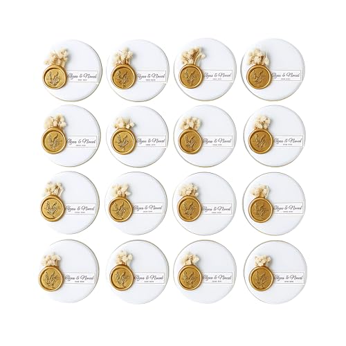 Luxury Scented Candles with Mini Bouquets - Personalized Favors for Weddings, Showers, Birthdays - Beautifully Stamped Wedding Decorations (30 PCS, with Gift Box)