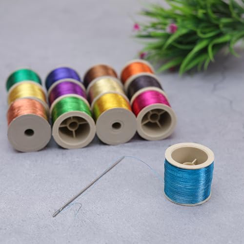 Image of EmbroideryMaterial Metallic Zari Thread Set - 20 Pieces Embroidery Threads All Colours | 0.1mm Thin, 85m Each | Zari Thread for Aari Work, Embroidery, Sewing & Jewellery Making