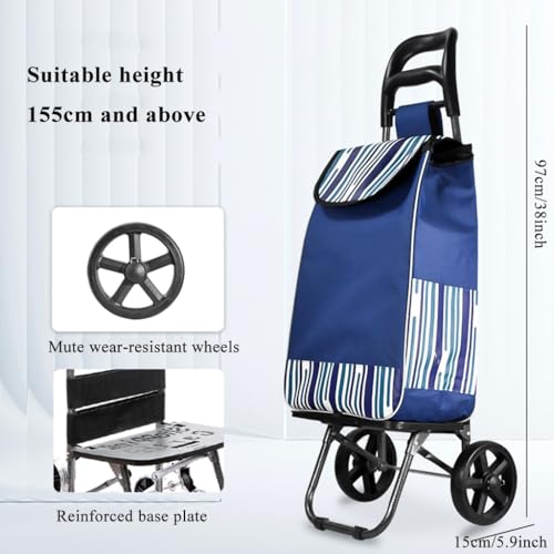 2 In 1 Einkaufstrolley Klappbar Einkaufswagen Klappbar Einkaufsroller Mit Rädern, Tragfähige Sackkarre Mit Wasserdichter Tasche Für Einkauf, Camping, Garten(/Red) – Bild 7