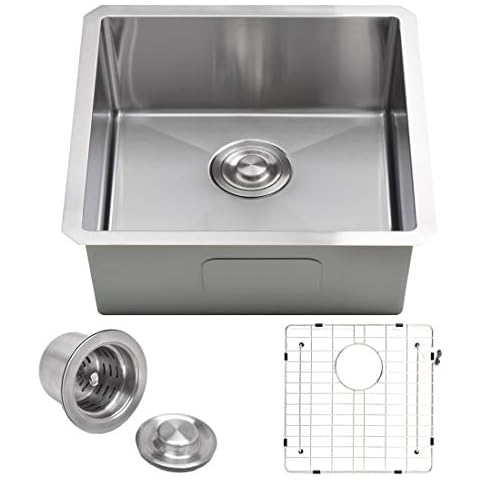 VADANIA 22-inch Kitchen Sink, 22"x18"x10", Single Bowl, Undermount, 18 Gauge T304 Stainless Steel, Satin Finish, with Strainer & Bottom Grid, cUPC listed Cover