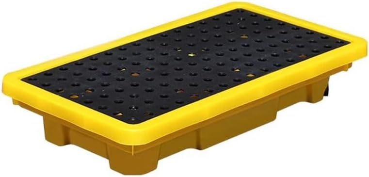 Industrial Drum Containment Spill Pallet - Leak Proof Plastic Pallets for Used Oil Drums, Modular Spill Containment Platform, 120x120x17cm, Heavy Duty Solution for Safe Storage