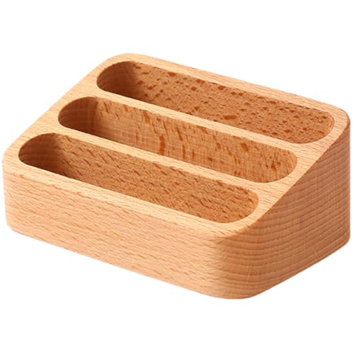 Soporte de madera para tarjetas de presentación PRETYZOOM con tarjetero de escritorio de haya