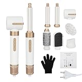 AirStyler 7 In 1, 110000RPM Haartrockner Warmluftbürste Set Schnelltrocknend, MultiHaarstyler Mit 7 Aufsätze, Trocknen, Glätten, Locken, Volumengeben, Massieren Kopfhaut, Ionen Pflege (weiß)