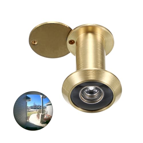 BSTKEY ドアアイ ドアビューアー カバー付き プライバシーカバー ドアスコープ ドアメガネ 調節可能な長さ HD映像 220度広角 ステンレス鋼 金色 1個セット